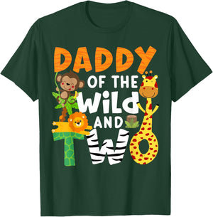 Daddy Of The Wild and Two 2 Zoo Theme Birthday Safari Jungle T-Shirt - T-Shirt | Forest