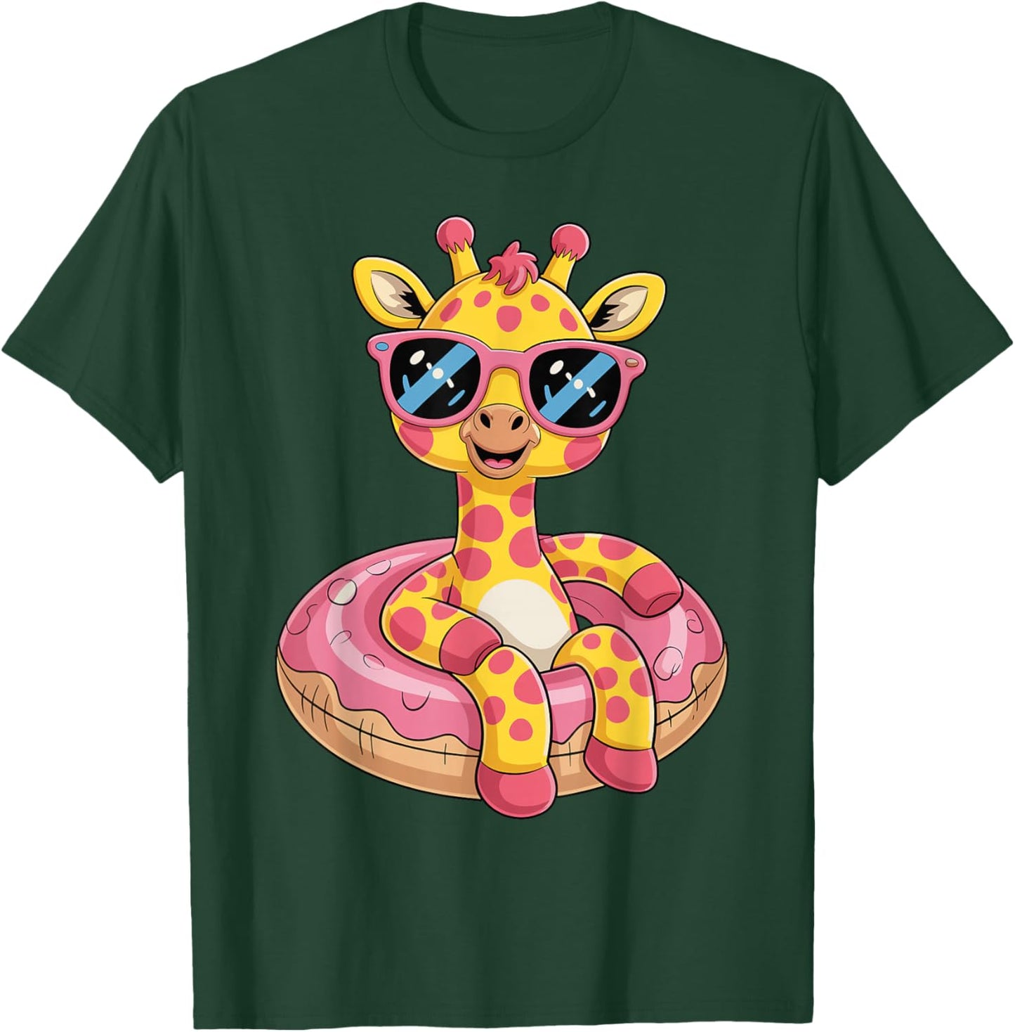Cute Giraffe On Vacation Graphic Summer For Kids Girl T-Shirt - T-Shirt | Forest