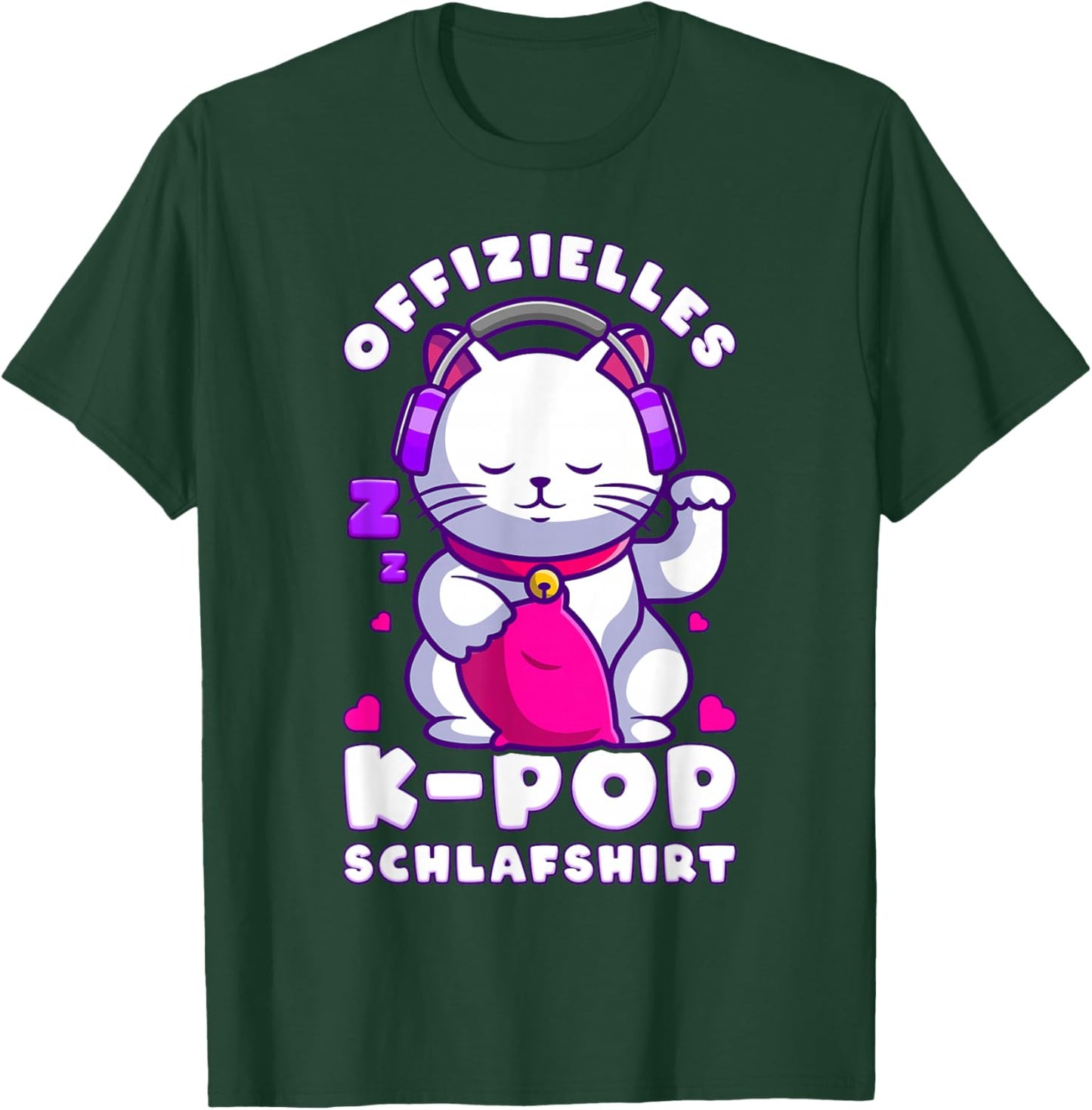K-Pop Schlafshirt, Koreanische Musik, Katze K-Pop T-Shirt - T-Shirt | Forest
