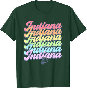 NBA Indiana Pacers Pastel Rainbow Pride Stack T-Shirt - T-Shirt | Forest