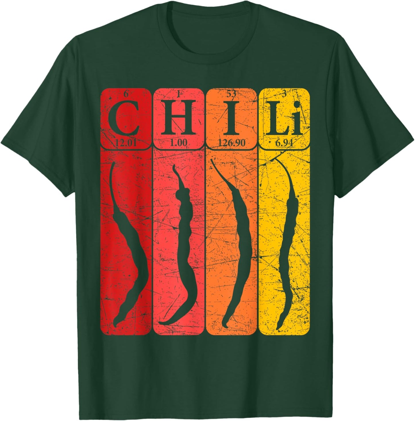 Chili Periodic Table Elements Chili Pepper Spicy Food Retro T-Shirt - T-Shirt | Forest