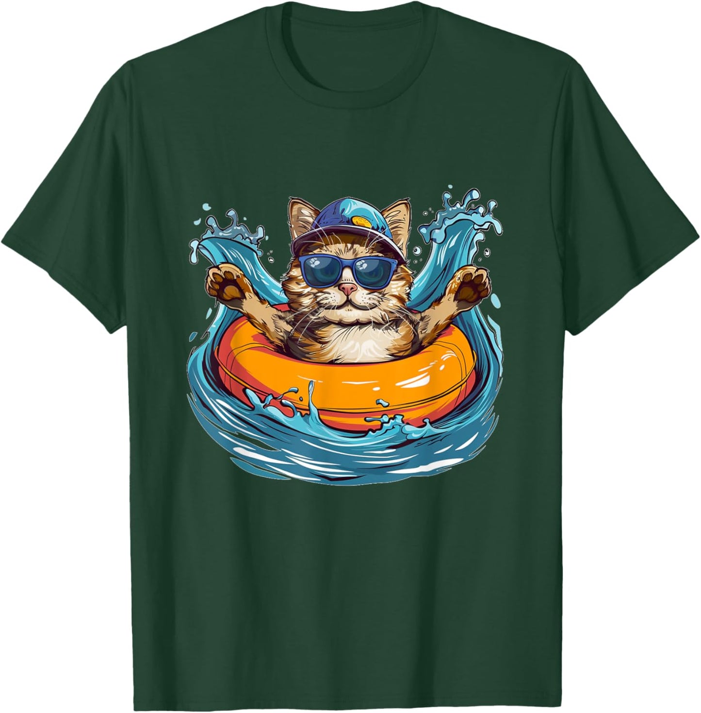 Cool River Cat loves tubing and Water adventures Women Kids T-Shirt - T-Shirt | Forest
