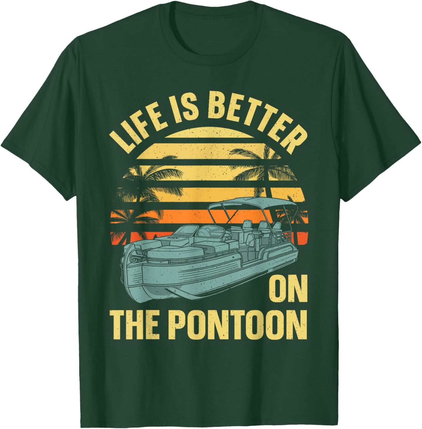 Funny Pontoon Boat Art Women Boating Pontoon Captain T-Shirt - T-Shirt | Forest