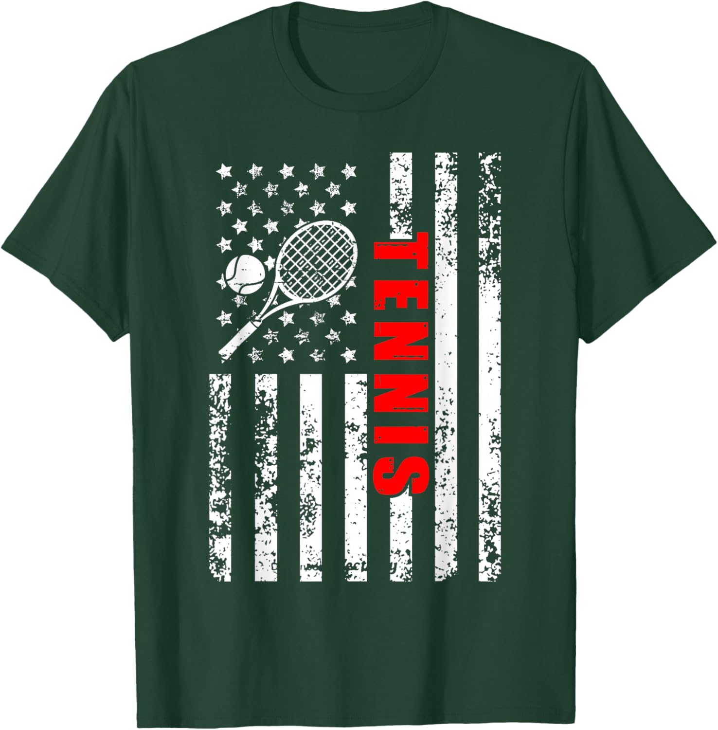 US American Flag Tennis Patriotic women kids Tennis T-Shirt - T-Shirt | Forest