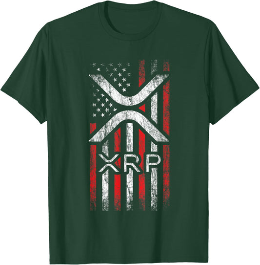 Crypto Currency - XRP Cryptocurrency - American Flag - XRP T-Shirt - T-Shirt | Forest