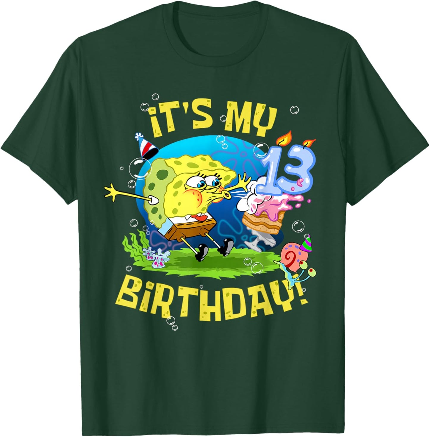 Spongebob It's My 13th Birthday Cake Kids Thirteen Spongebob T-Shirt - T-Shirt | Forest