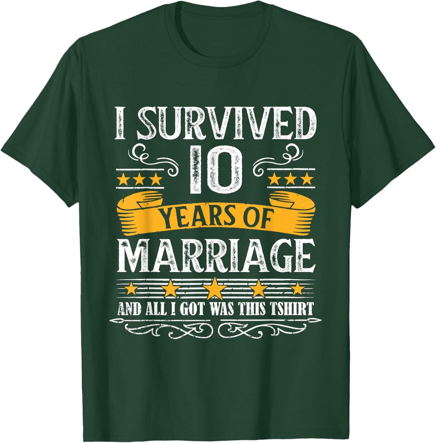 10th Wedding Anniversary shirt Couples Husband Wife 10 Years T-Shirt - T-Shirt | Forest