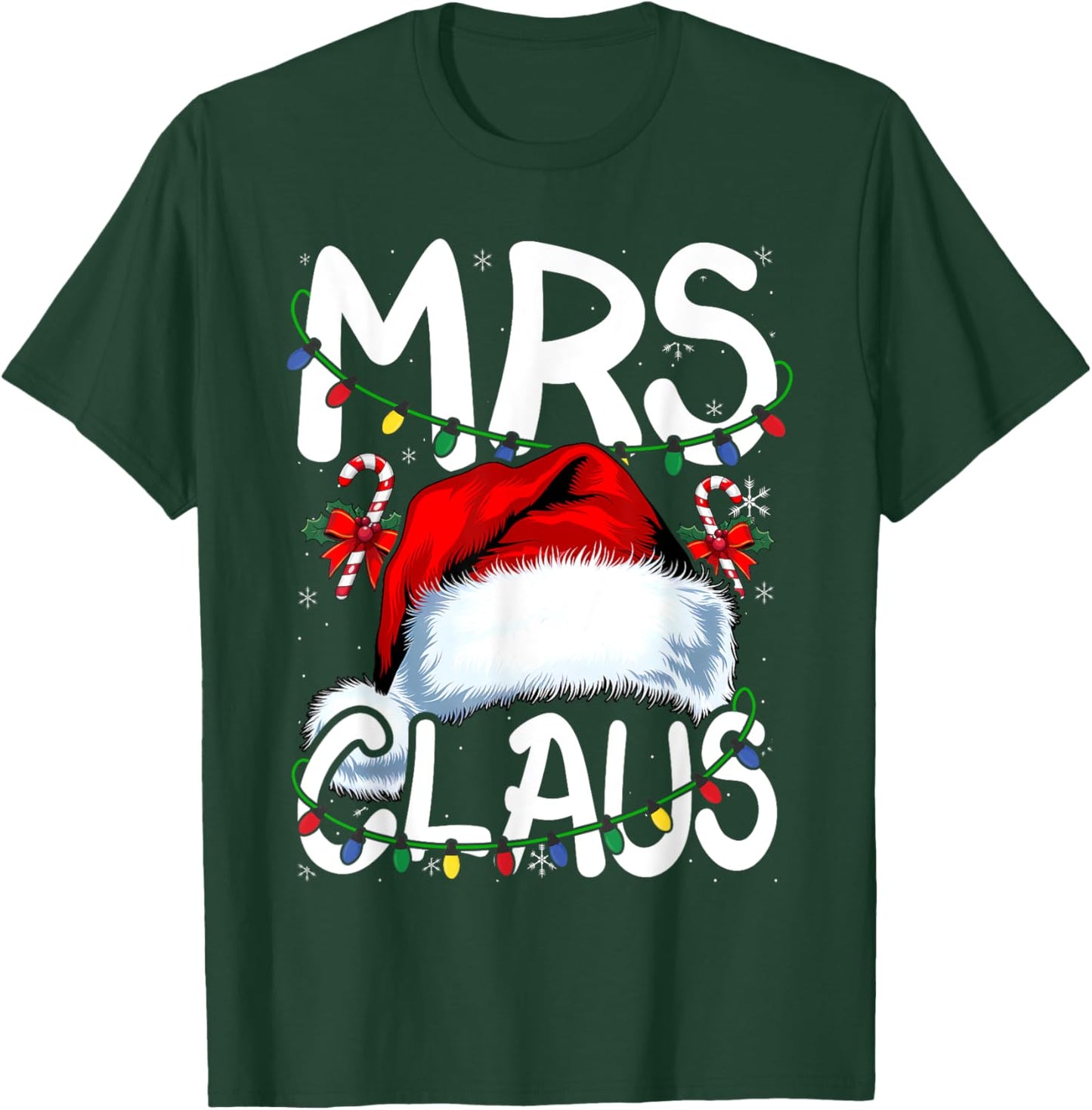Mr and Mrs Claus Couples Matching Christmas Pajamas Santa T-Shirt - T-Shirt | Forest