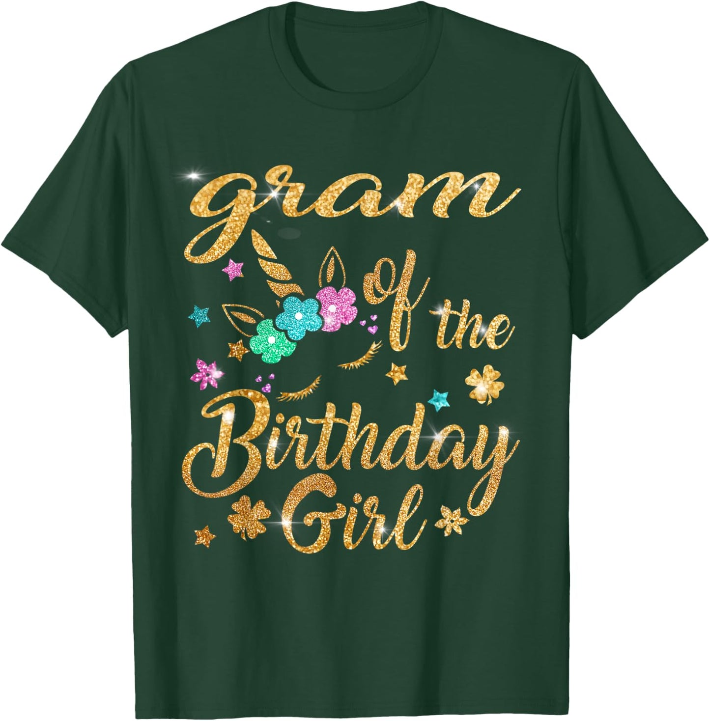 Gram of The Birthday Girl Unicorn Grandma T-Shirt - T-Shirt | Forest