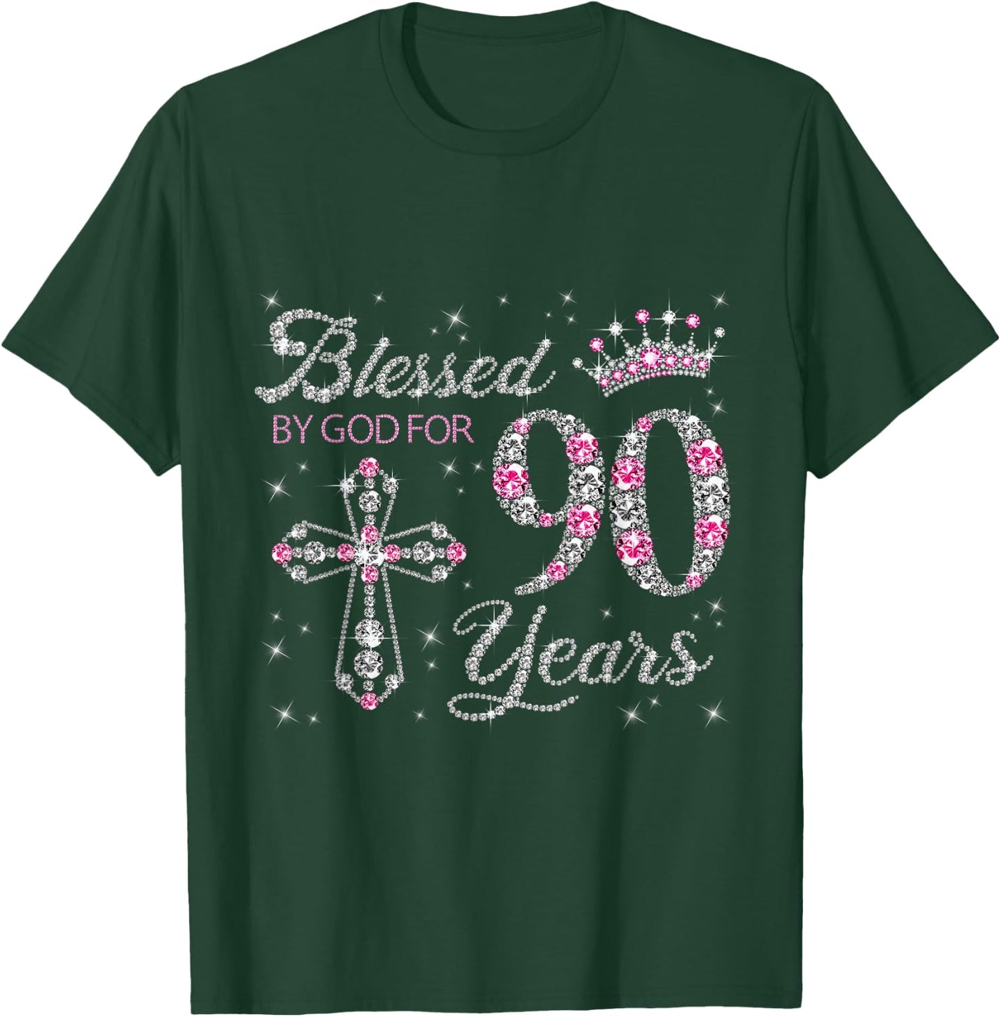 Blessed by God For 90 Years Old 90th Birthday Gift T-Shirt - T-Shirt | Forest