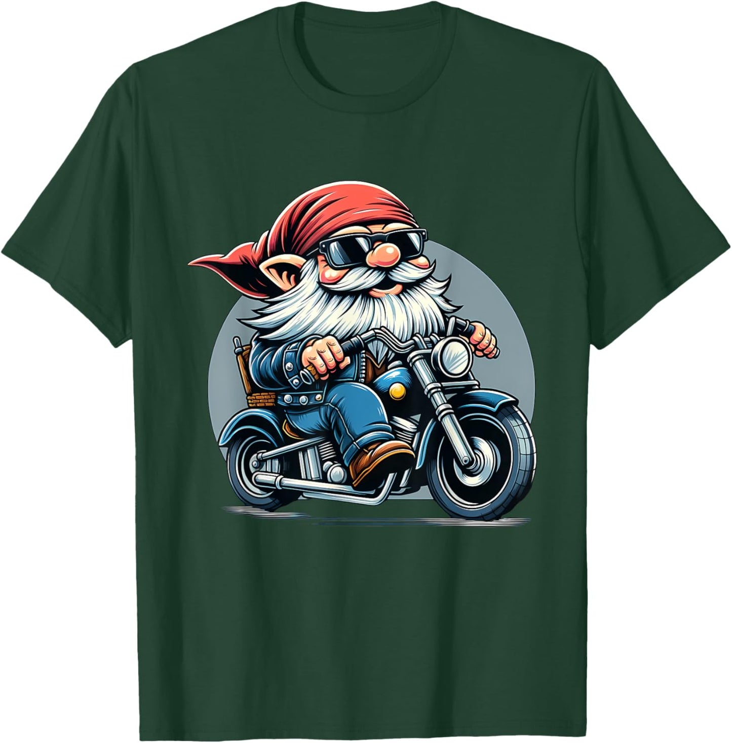 Biker Gnome Riding Motorbike T-Shirt - T-Shirt | Forest