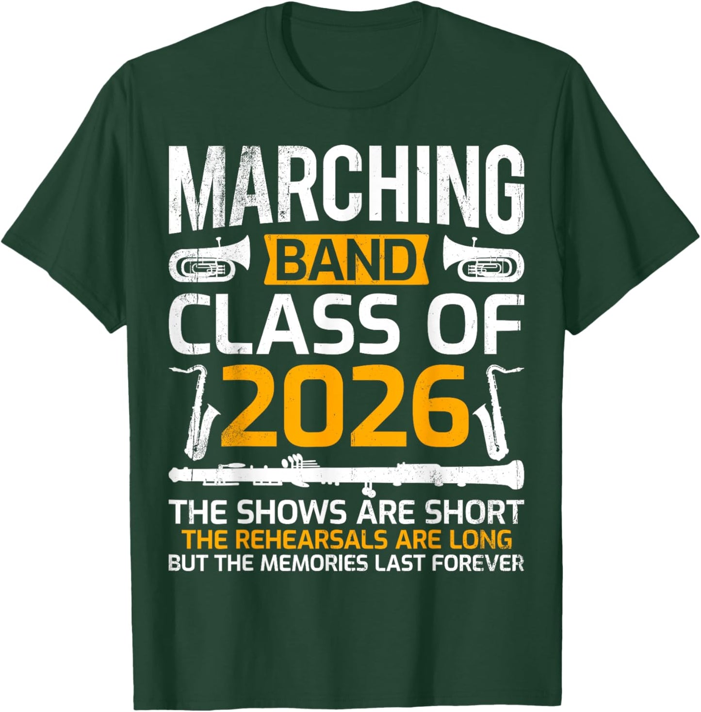Marching Band Class of 2026 Music Senior Graduation Gifts T-Shirt - T-Shirt | Forest
