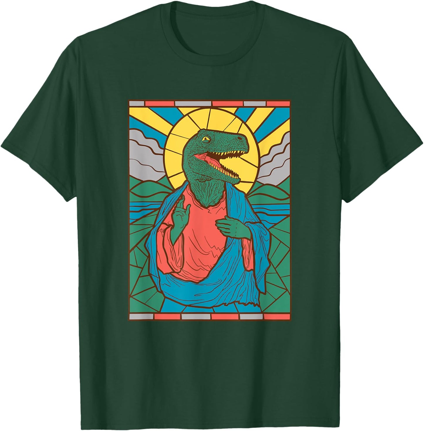 "Raptor Jesus" Dinosaur Christ Meme Holy Velociraptor T-Shirt - T-Shirt | Forest
