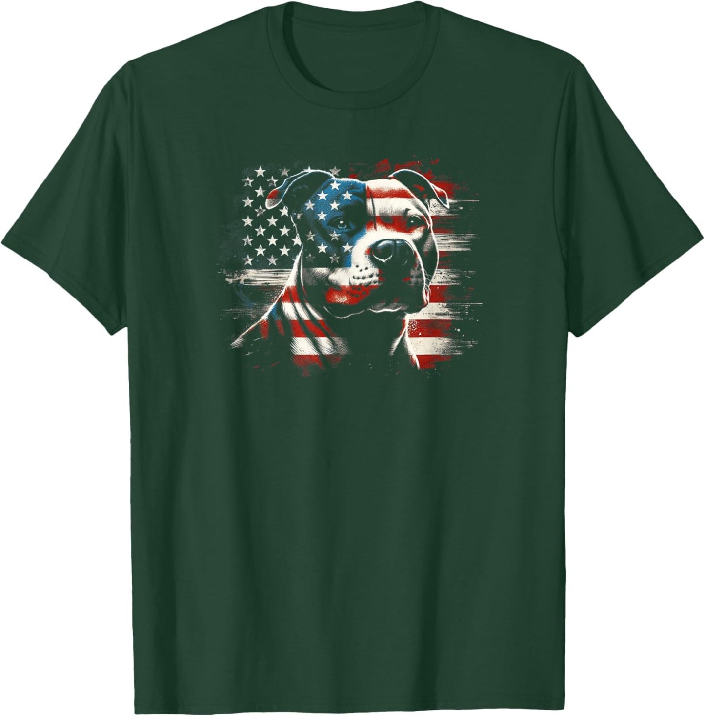 4th Of July American Flag Patriotic Pitbull Terrier T-Shirt - T-Shirt | Forest