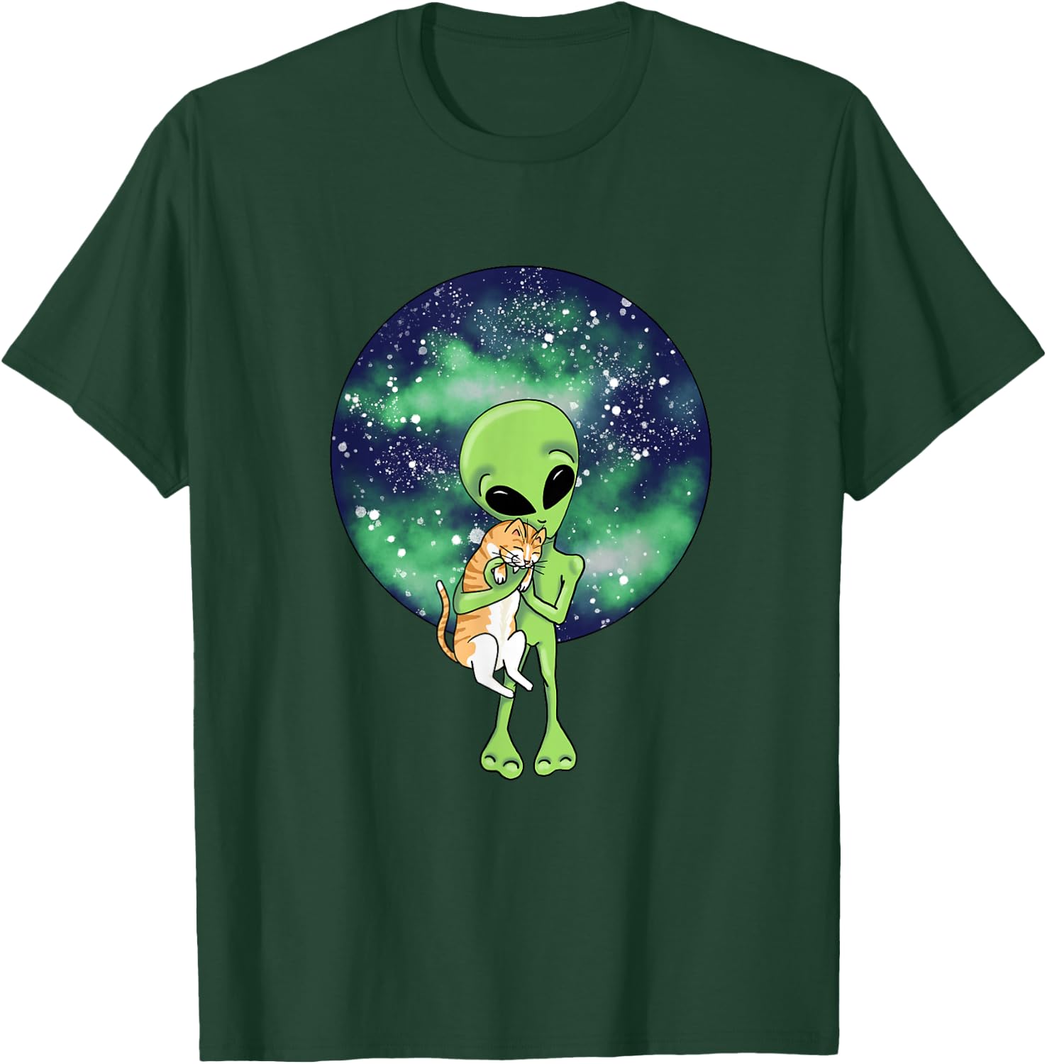 Alien and the Cat by Silvana Arias T-Shirt - T-Shirt | Forest