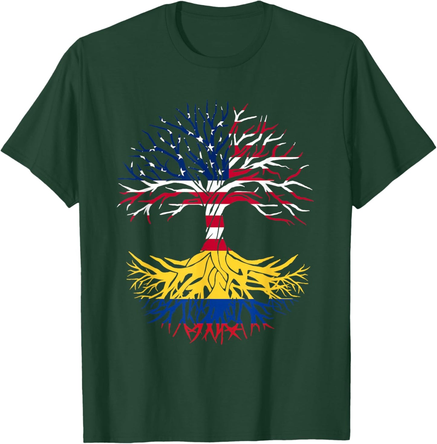 Colombian Roots American Grown Tree Flag USA Colombia Gift T-Shirt - T-Shirt | Forest