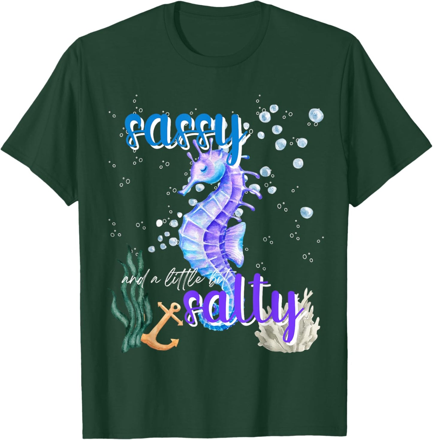 Purple Sea Horse Sassy & Salty Attitude Sweet Southern Prep T-Shirt - T-Shirt | Forest