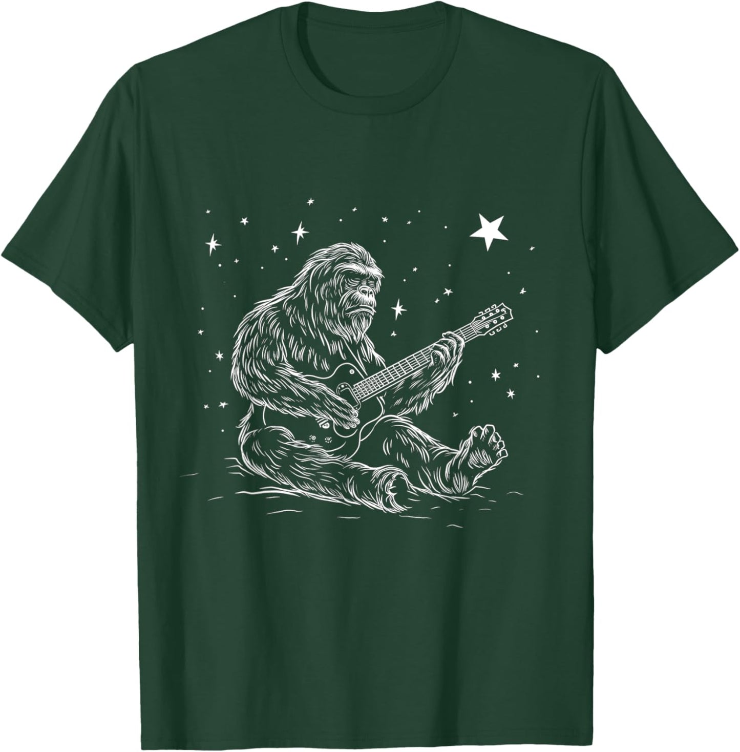 Bigfoot Playing Guitar Player Funny Sasquatch Guitarist T-Shirt - T-Shirt | Forest