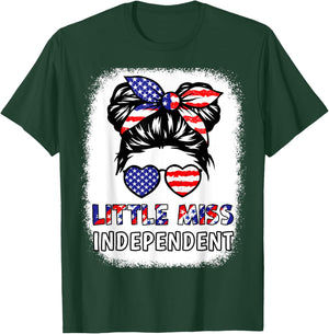 Girl 4th July Little Miss Independent Teen Youth Patriotic T-Shirt - T-Shirt | Forest
