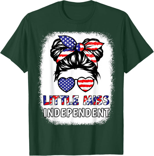 Girl 4th July Little Miss Independent Teen Youth Patriotic T-Shirt - T-Shirt | Forest