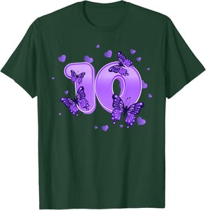 10th Birthday Cute Butterfly for 10 years old Girl Women T-Shirt - T-Shirt | Forest
