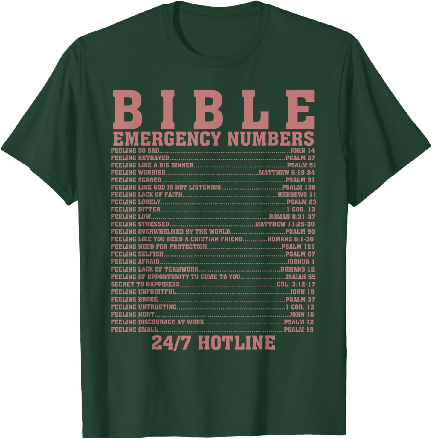 Funny Bible Emergency Numbers Gift Men Women Cool Christian T-Shirt - T-Shirt | Forest
