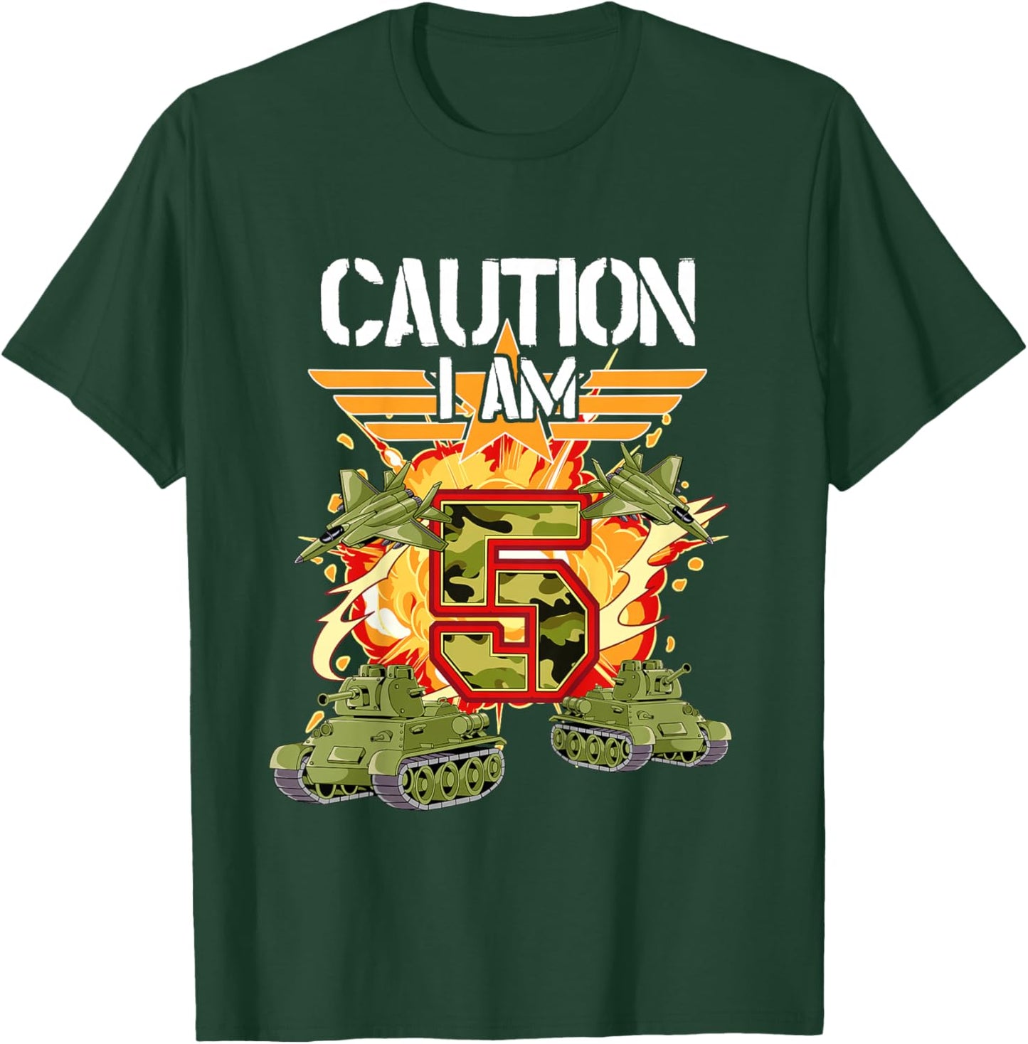 Kids 5th Birthday Army T-Shirt - T-Shirt | Forest