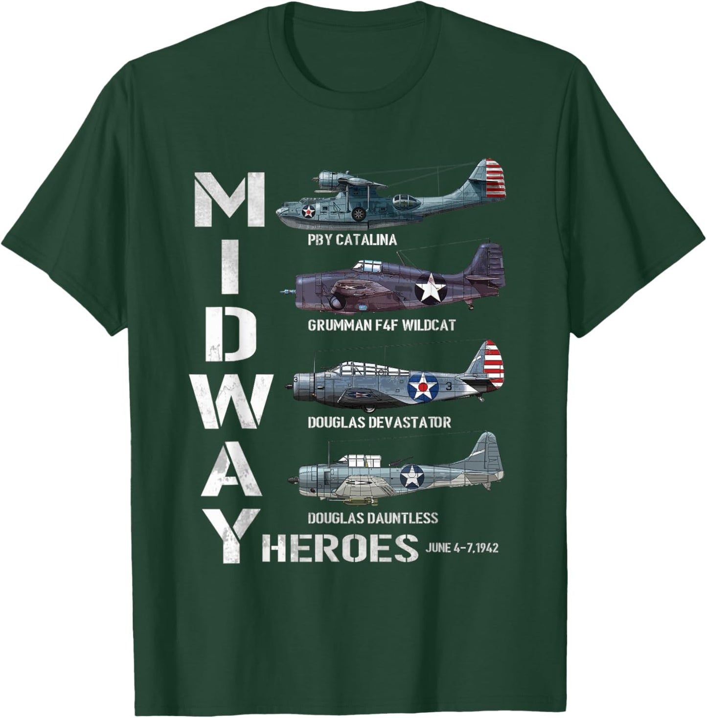 The Battle of Midway Plane Spotting American WW2 Aircraft T-Shirt - T-Shirt | Forest