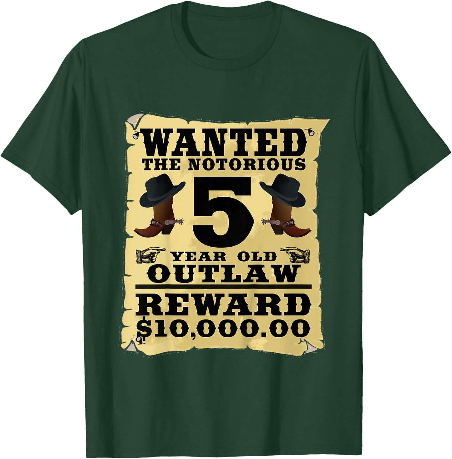 Kids 5 Year Old Cowboy Birthday Party Wild West Western 5th Gift T-Shirt - T-Shirt | Forest