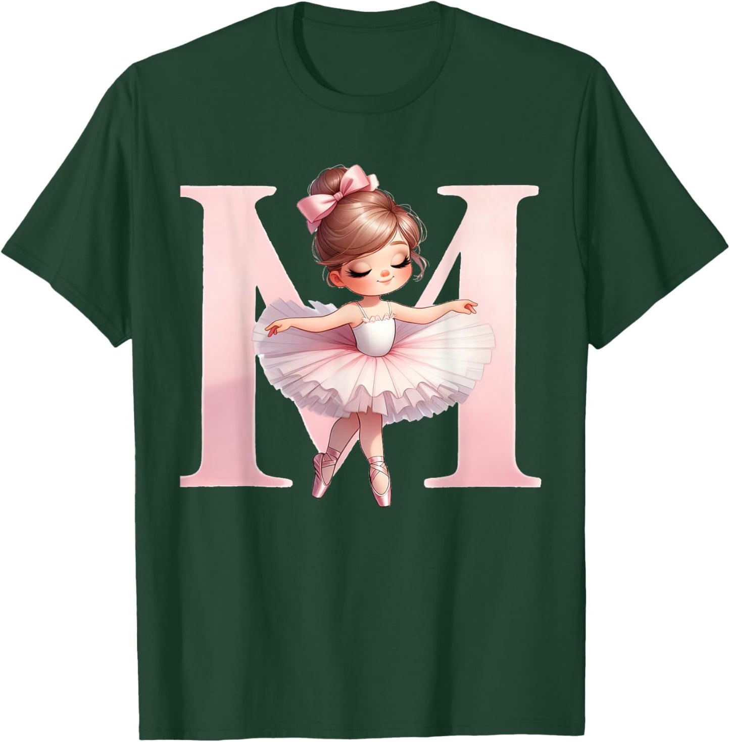 Ballerina Girl Dancing Name First Letter M Girly Tutu Ballet T-Shirt - T-Shirt | Forest