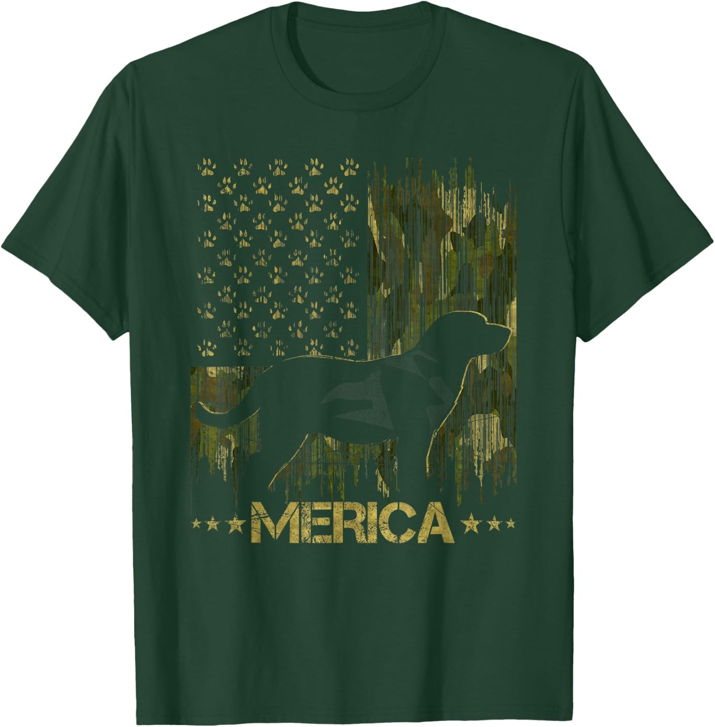 Vintage Camouflage USA Flag Merica Labrador Dog Silhouette Women Kids T-Shirt - T-Shirt | Forest