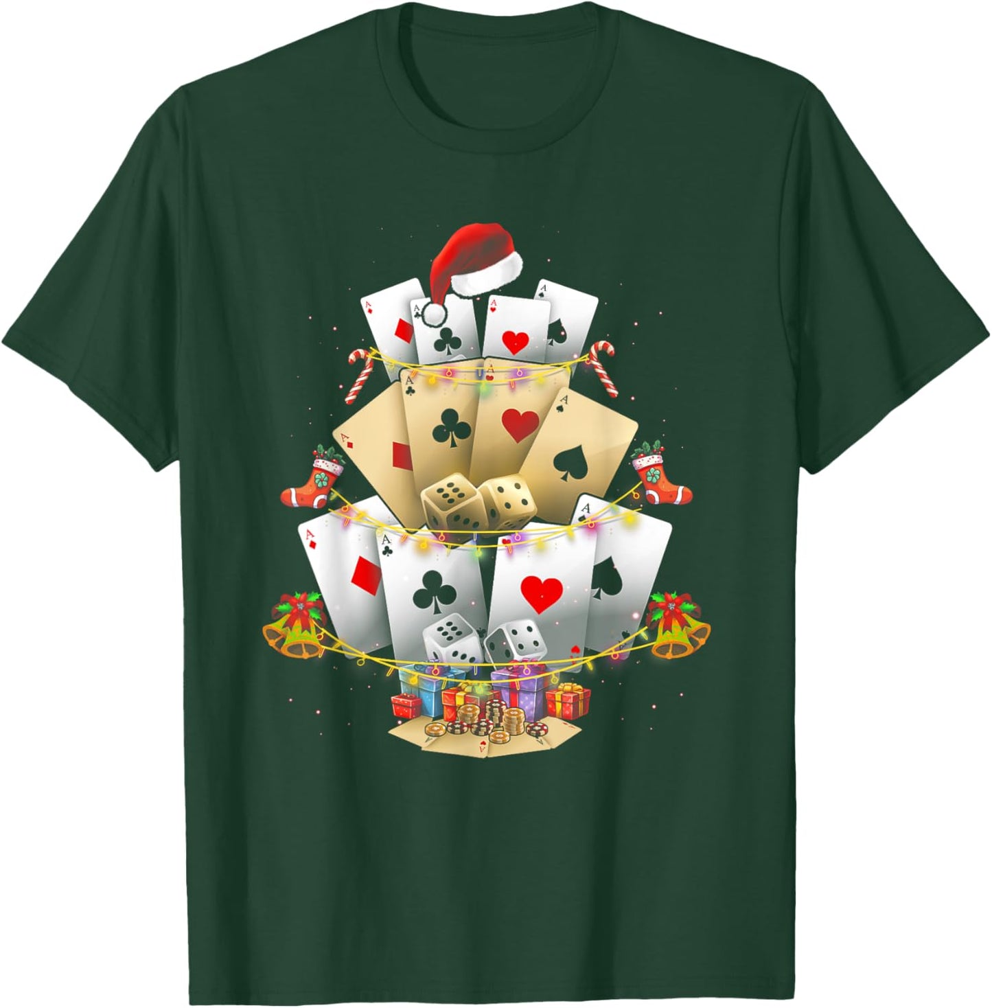 Gambling Poker Game Xmas Lighting Christmas Tree Adult T-Shirt - T-Shirt | Forest