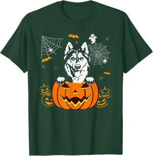 Siberian Husky Pumpkin Funny Halloween Costume Dog Lover Men Women Kids T-Shirt - T-Shirt | Forest
