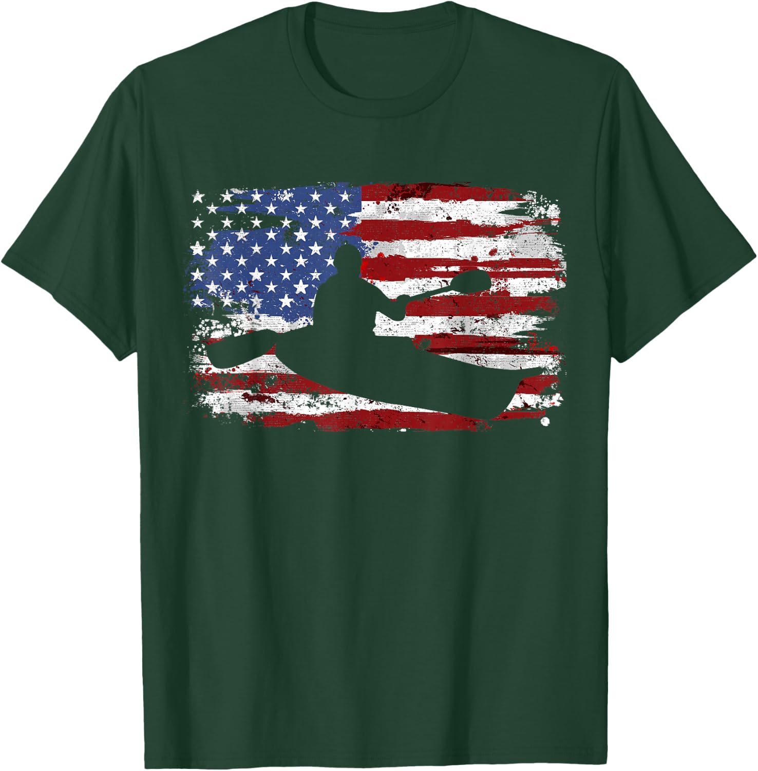 Kayak Vintage American Flag Girls Kids Men T-Shirt - T-Shirt | Forest