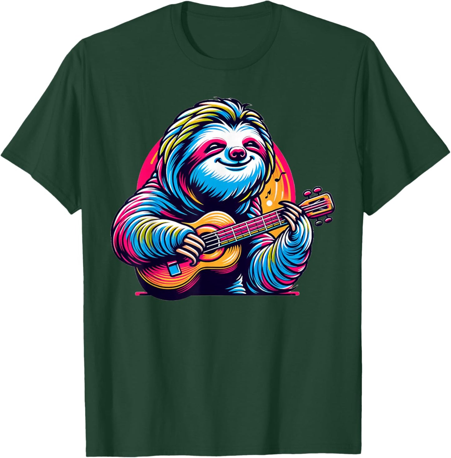 Cute Sloth Playing Guitar Sloths Musician Music T-Shirt - T-Shirt | Forest