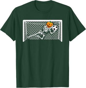 Skeleton Soccer Goal Keeper Halloween Pumpkin Goalie T-Shirt - T-Shirt | Forest