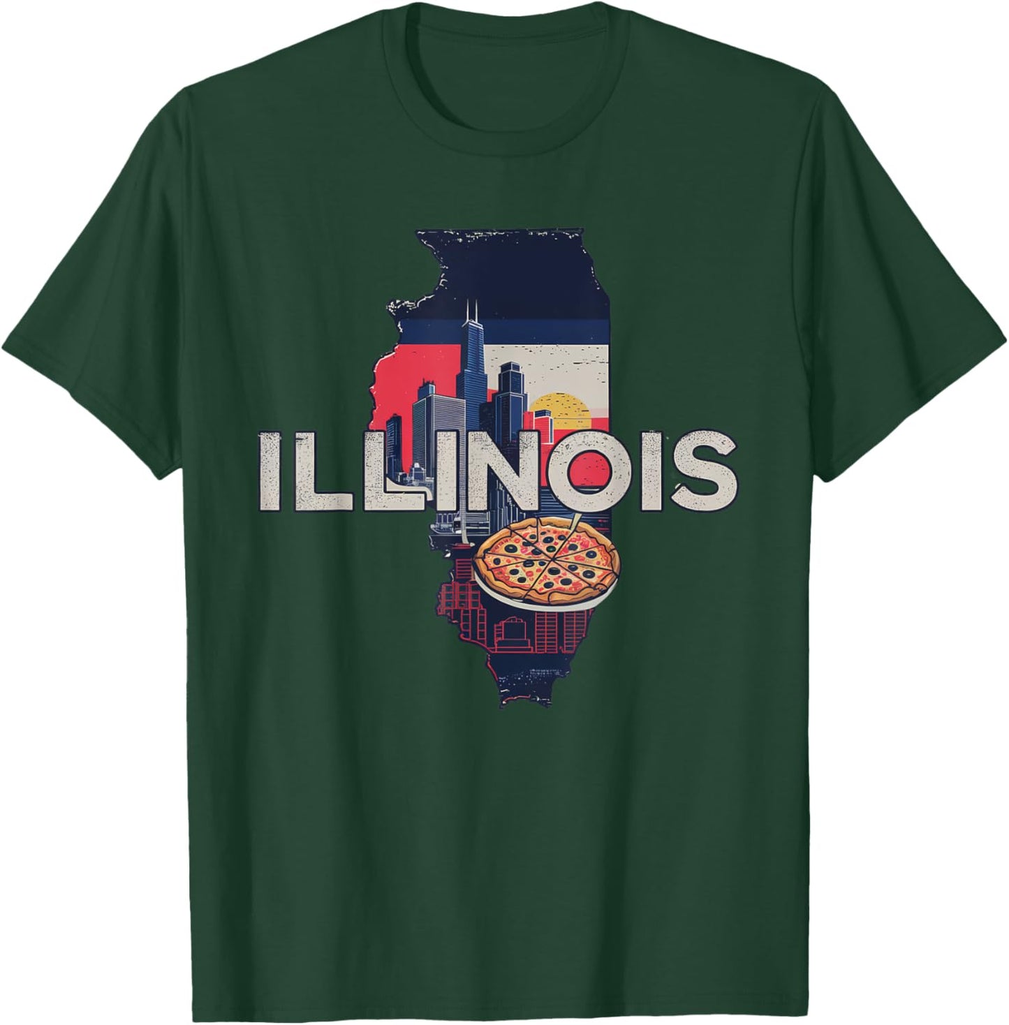 Illinois State of Illinois Retro Illinois T-Shirt - T-Shirt | Forest