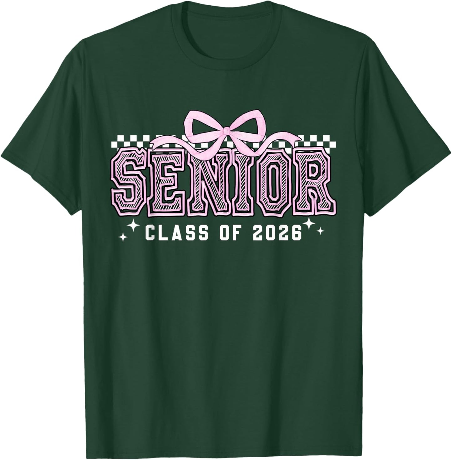 Senior 2026 Coquette Bow Class of 2026 Graduation Graduate T-Shirt - T-Shirt | Forest