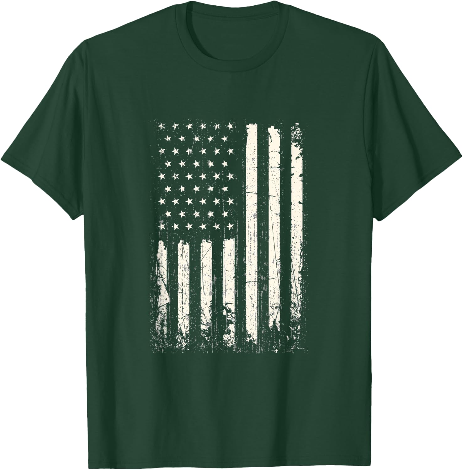 Vertical American Flag American Flag Distressed Men T-Shirt - T-Shirt | Forest