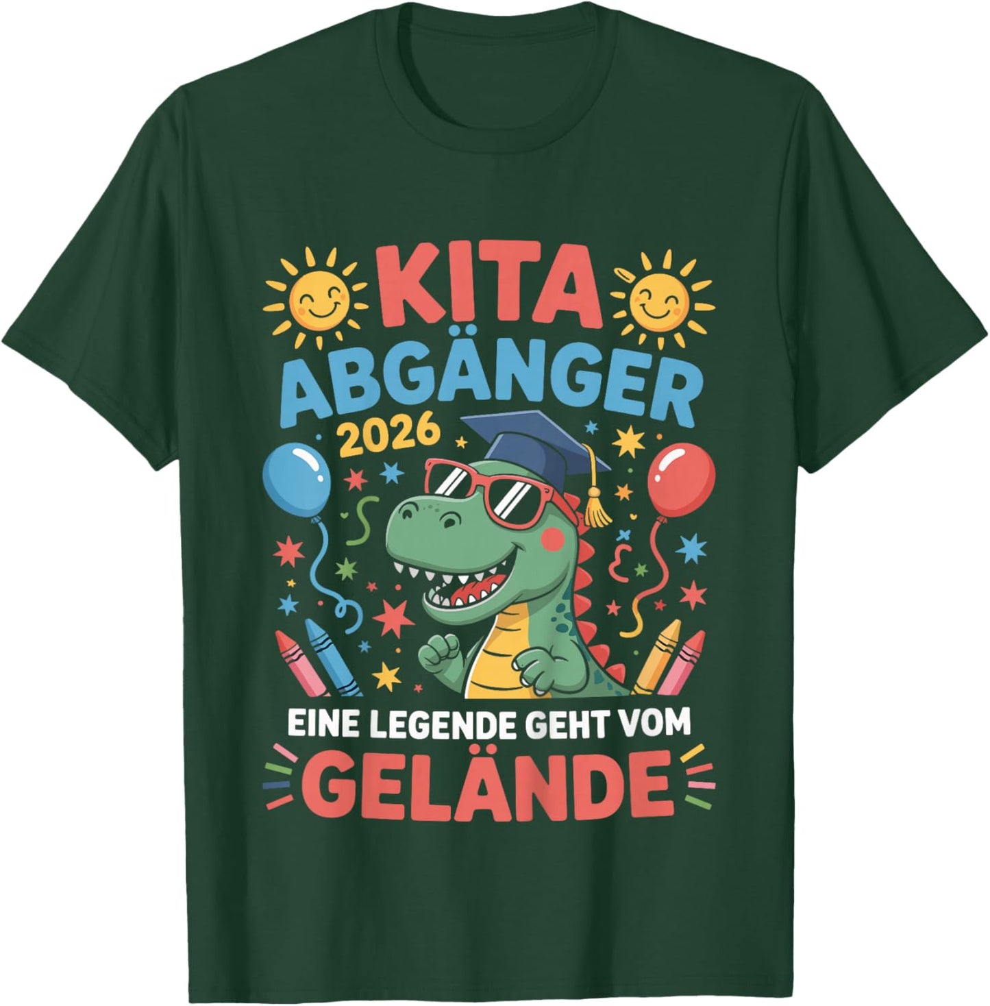 Kinder Kita Abgänger 2026 Schulkind Einschulung Schule Letzter Tag T-Shirt - T-Shirt | Forest