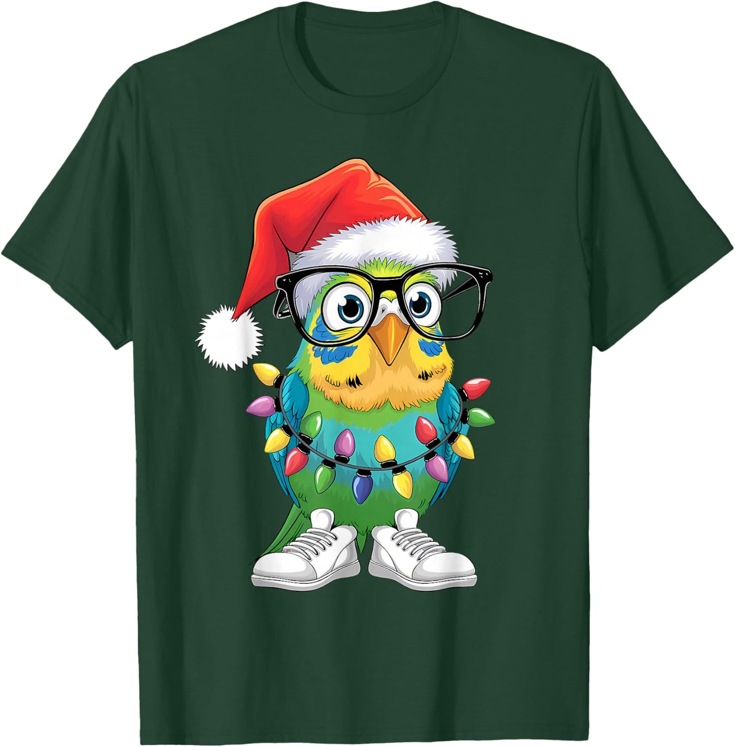 Groovy Xmas Budgie Birds Lover Christmas Parakeet Budgie T-Shirt - T-Shirt | Forest