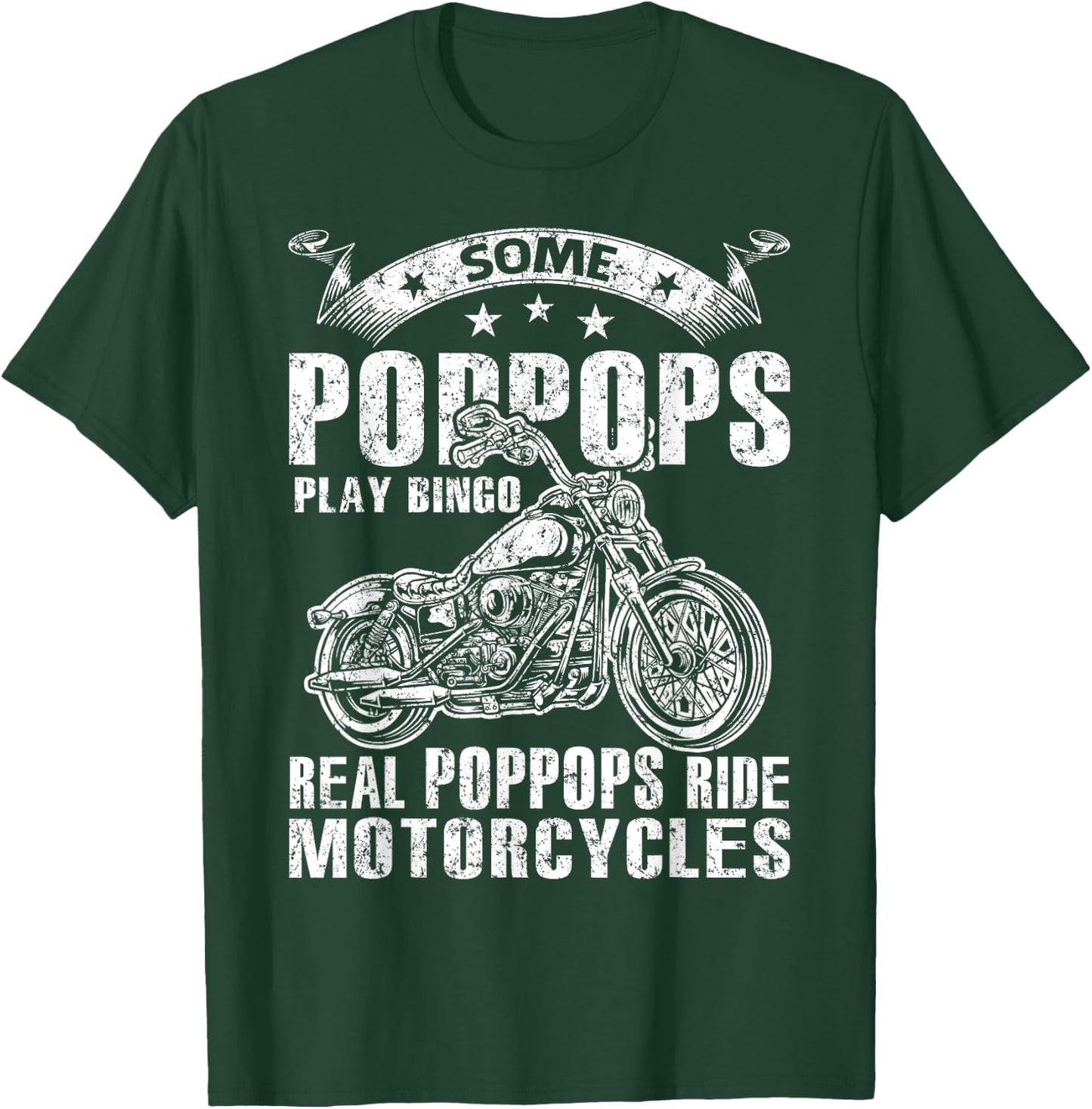 Some Poppops Play Bingo Real Grandpas Ride Motorcycles T-Shirt - T-Shirt | Forest