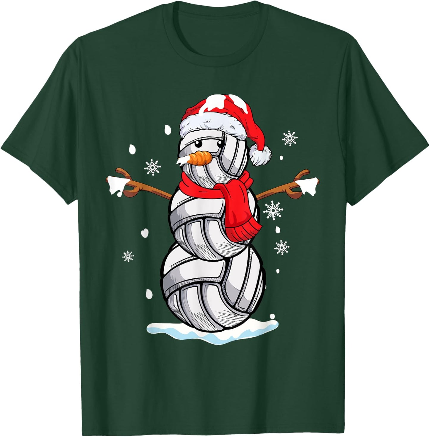 Volleyball Snowman Funny Christmas Volleyball lovers gift T-Shirt - T-Shirt | Forest