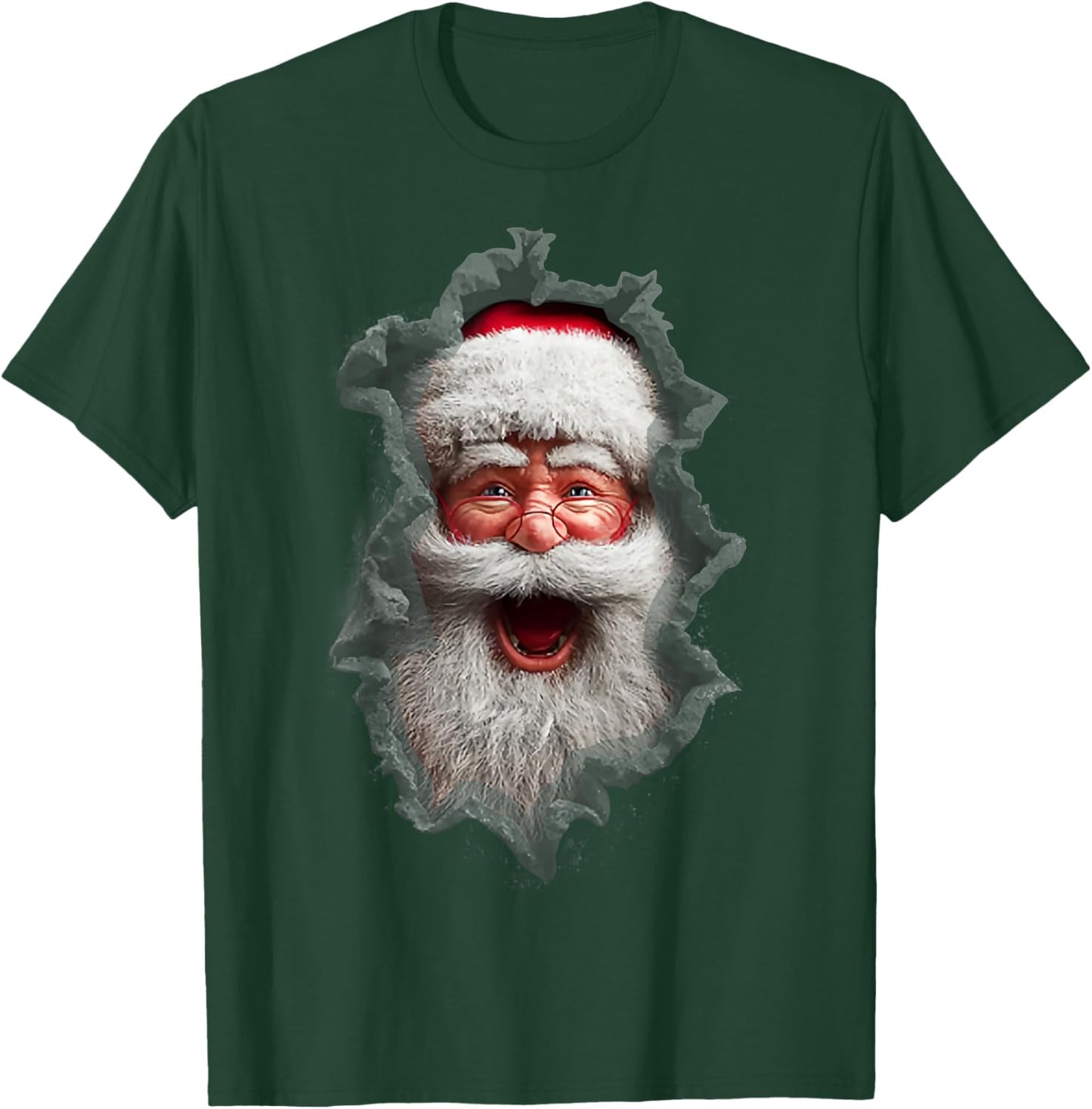 Men's Christmas Ripped Santa Claus Print T-Shirt - T-Shirt | Forest