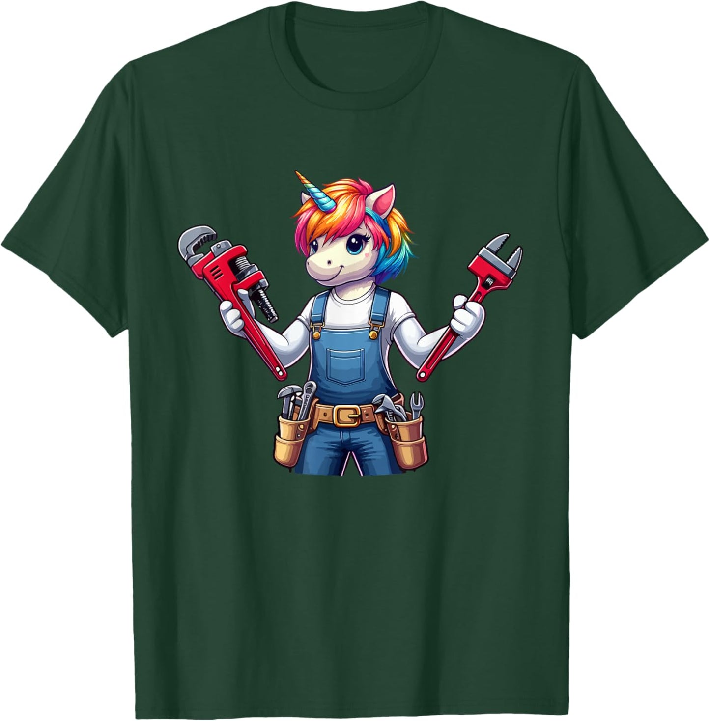 Plumber Job Matching Team Costume Colorful Unicorn Lover T-Shirt - T-Shirt | Forest