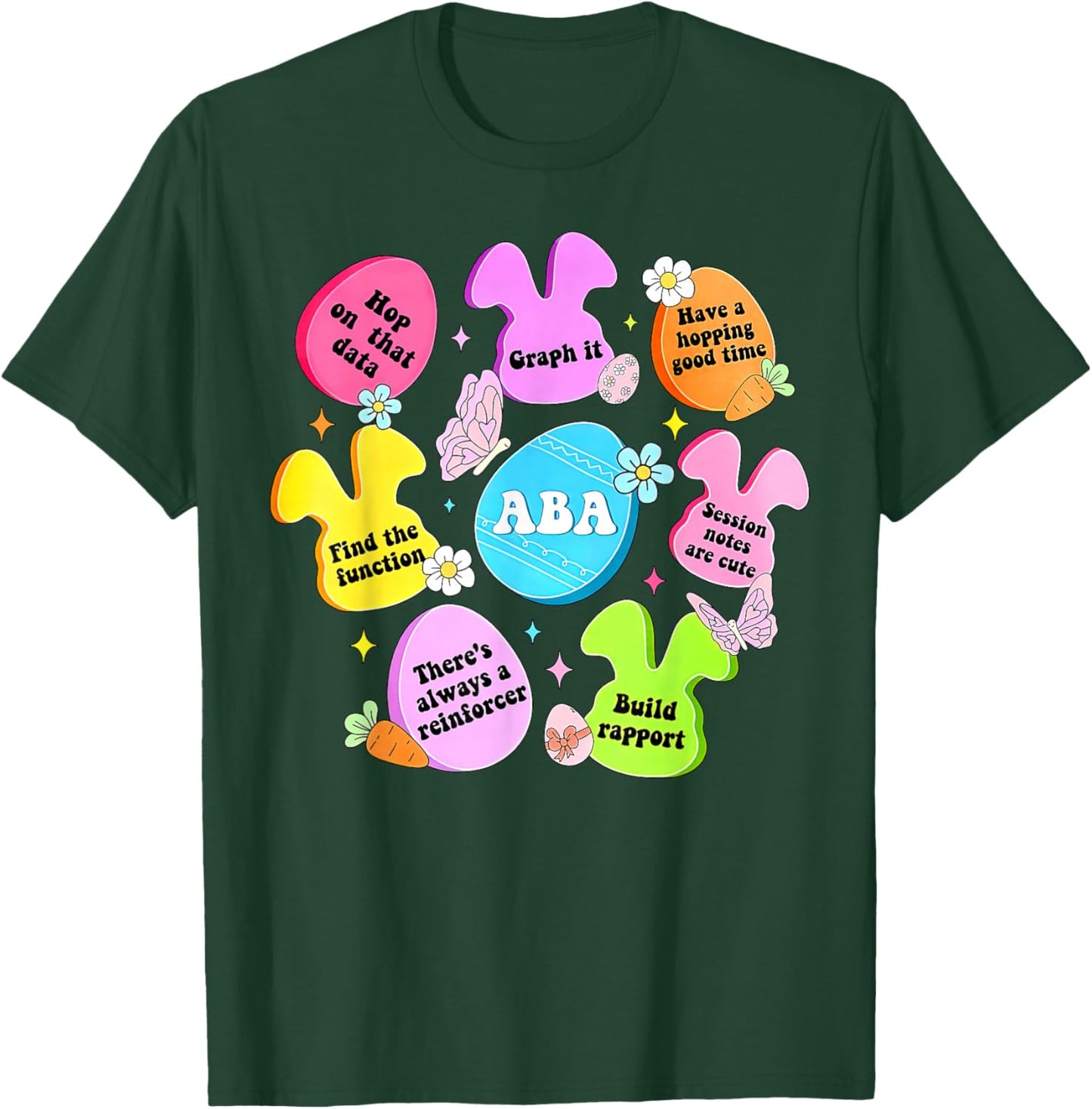 Retro ABA Therapist Happy Easter Bunny Eggs Behavior Analyst T-Shirt - T-Shirt | Forest