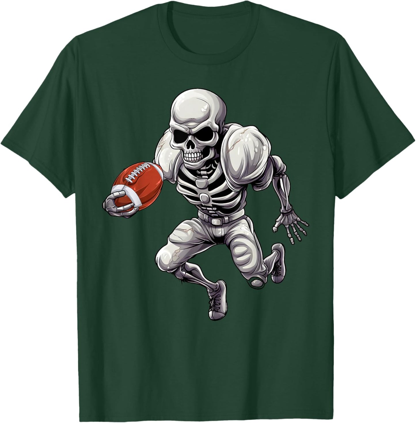 Football Skeleton Playing Football Halloween Skull Lover T-Shirt - T-Shirt | Forest