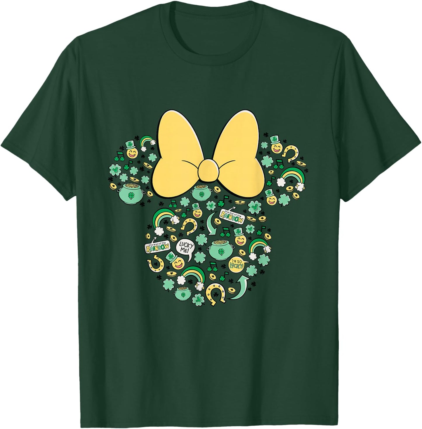 New Disney Minnie St. Patrick's Day Lucky Icons Face Shape T-Shirt - T-Shirt | Forest