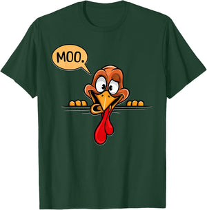 Turkey Moo Funny Thanksgiving T-Shirt - T-Shirt | Forest