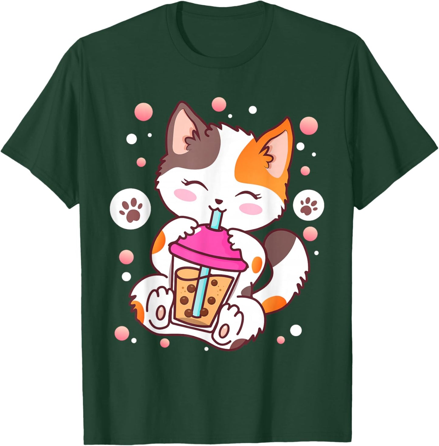 Katze Boba Bubble Tea Anime Kawaii Neko T-Shirt - T-Shirt | Forest